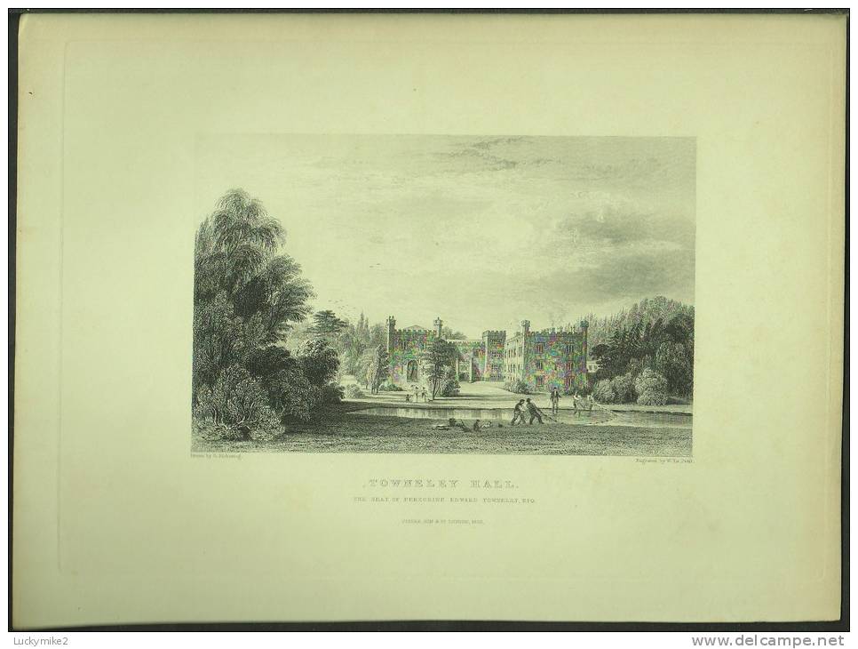 An 1832 Engraving Of "Towneley Hall (Burnley)" By 'W Le Petit'. - Estampes & Gravures