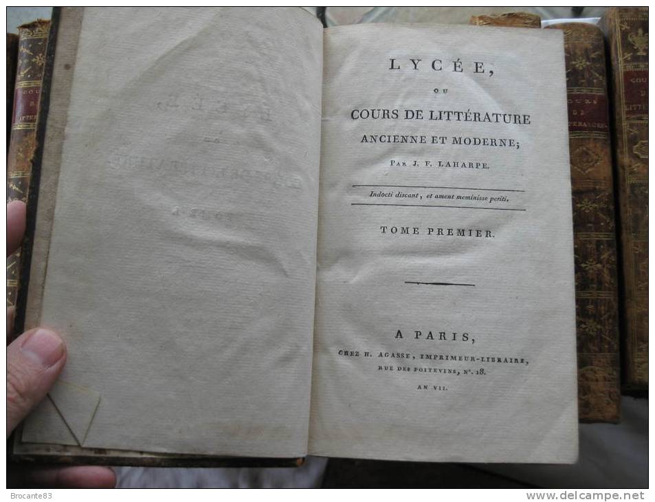 COURS DE LITTERATURE PAR J.F. LAHARPE 17 VOLUMES DE L AN VII - 1701-1800
