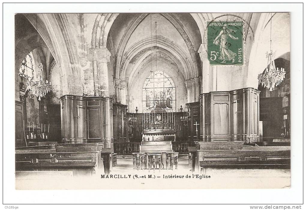 CPA : 27 - Eure : Marcilly : Intérieur De L'Eglise - Marcilly-sur-Eure