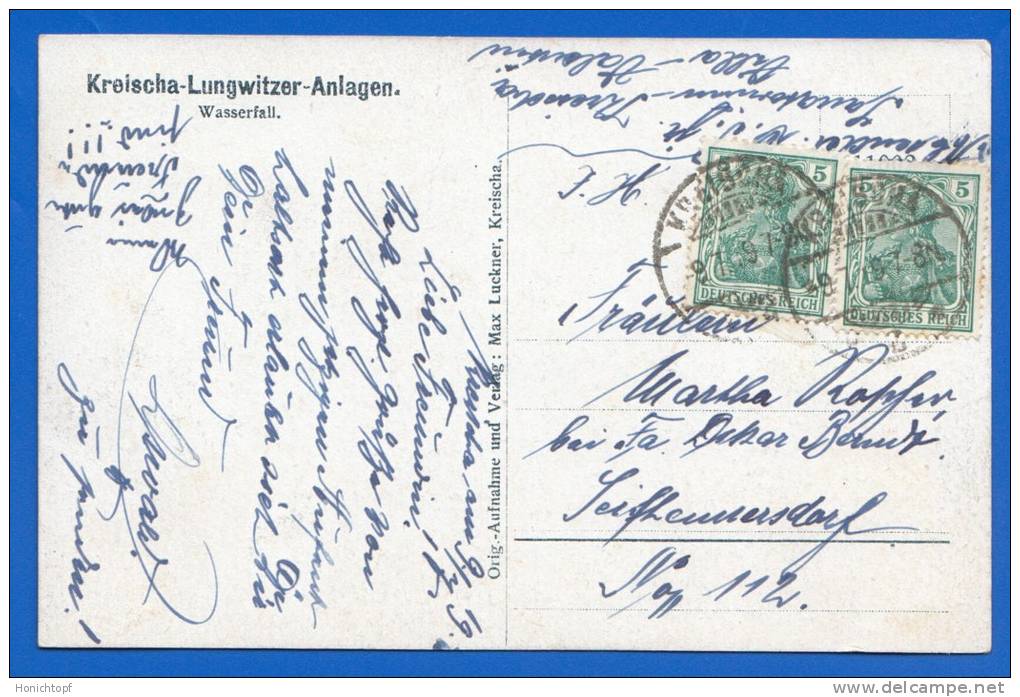 Deutschland; Kreischa Lungkwitz Anlagen; Wasserfall; 1919 - Kreischa
