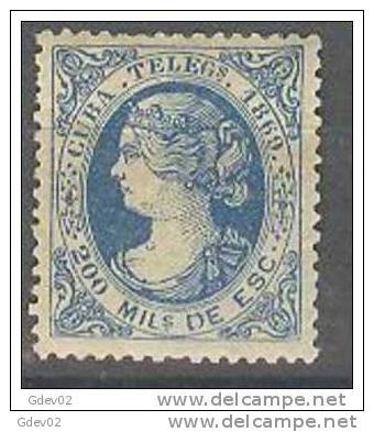 CUTE4-L2897C1.CUBA ESPAÑOLA.TELEGRAFOS .Isabel Ll.1869.(Ed 4*) Con Charnela.MUY BONITO - Cuba (1874-1898)