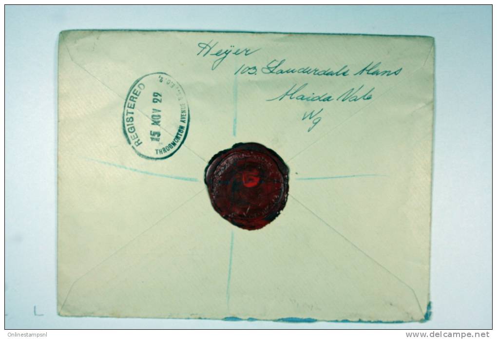 UK:  1922 Registered CoverLondon To Amsterdam Wax Sealed - Brieven En Documenten