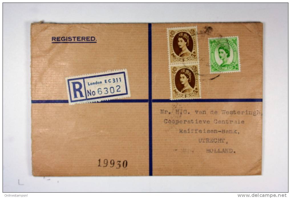 UK:   Registered Cover London To Utrecht Holland Wax Sealed And Custum Label - Covers & Documents