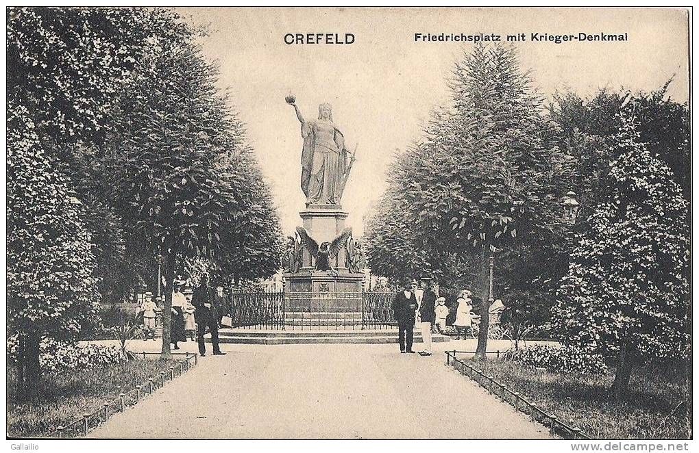 CREFELD KREFELD  FRIEDRICHSPLATZ MIT KRIEGER DENKMAL CPA ANIMEE - Krefeld