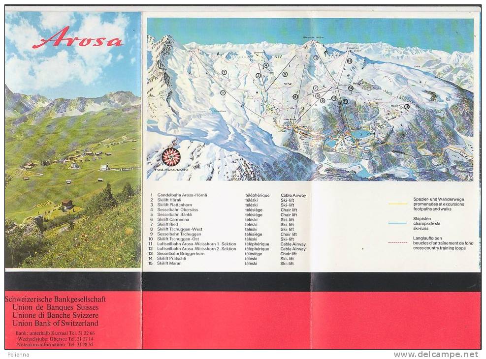 B0809 - Brochure Turistica - SVIZZERA - AROSA Anni '70/CARTINA HAUSAMANN - Turismo, Viaggi