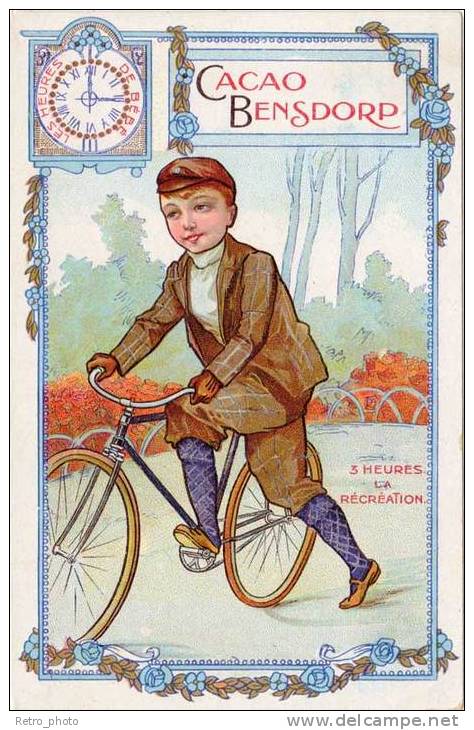 Cpa Publicitaire : Cacao Bensdorp, 3 Heures, La Récréation, Vélo - Advertising