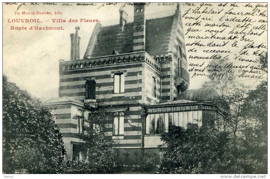 LOUVROIL   -   Villa Des Fleurs,  Route D'Hautmont      (Carte Ayant Voyagé En 1909) - Louvroil