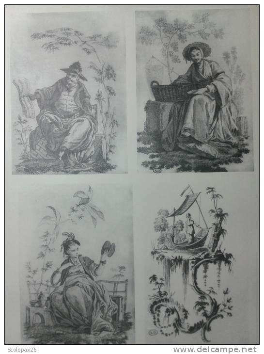 Dessin Oeuvre Jean Pillement  Peintre Du Roi De Pologne Chinoiseries Figures Chinoises 1re Série A Planche 72 à 75 - Dessins