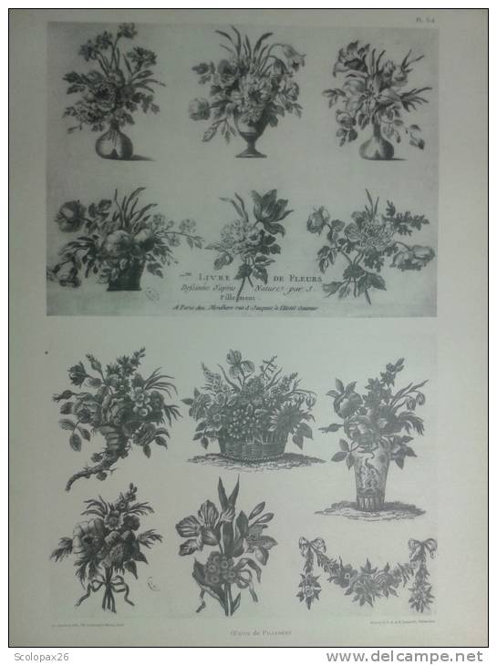 Dessin Oeuvre Jean Pillement  Peintre Du Roi De Pologne Chinoiseries Différents Bouquets De Fleurs Planche 3-4 - Zeichnungen