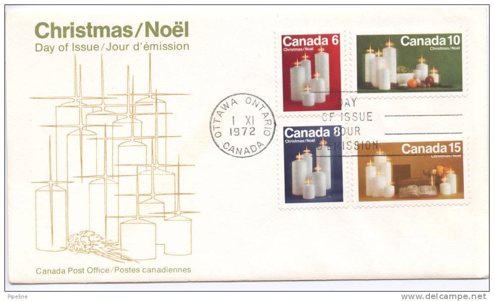 Canada FDC Complete Set Christmas Stamps 1-11-1972 With Cachet - 1971-1980