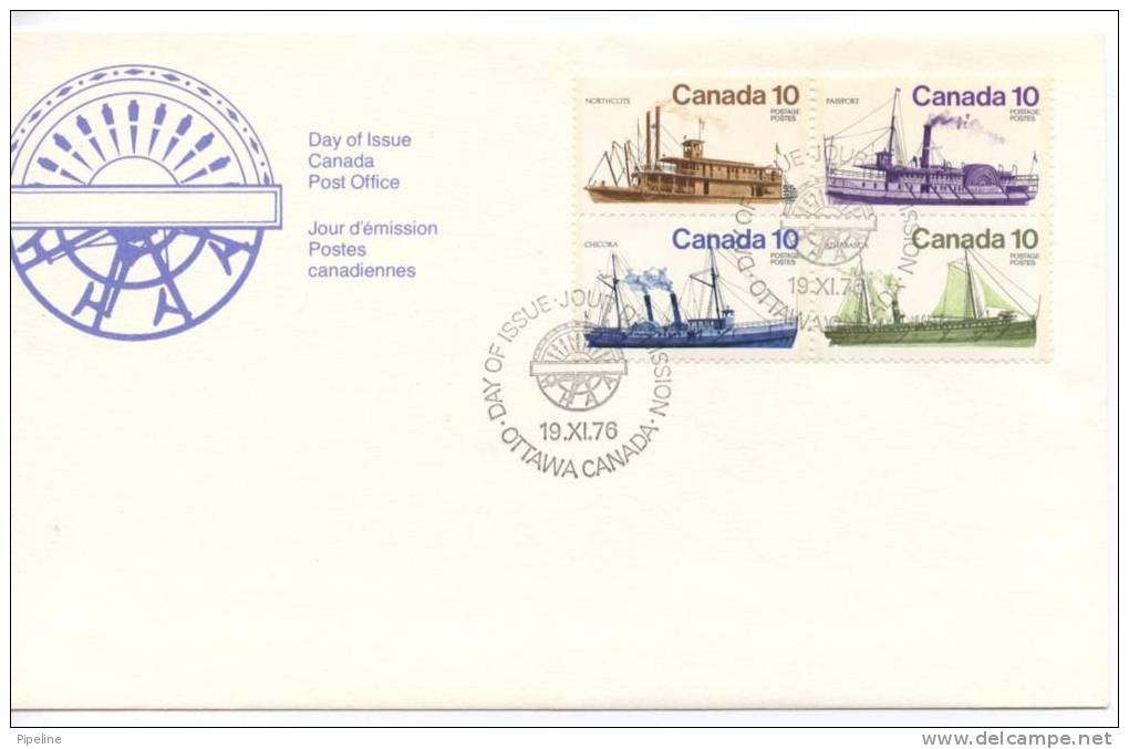 Canada FDC Complete Set Ships In A Block Of 4 19-11-1976 - 1971-1980