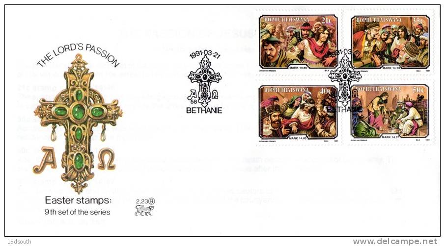 Bophuthatswana - 1991 Easter FDC # SG 256-259 , Mi 261-264 - Pasen