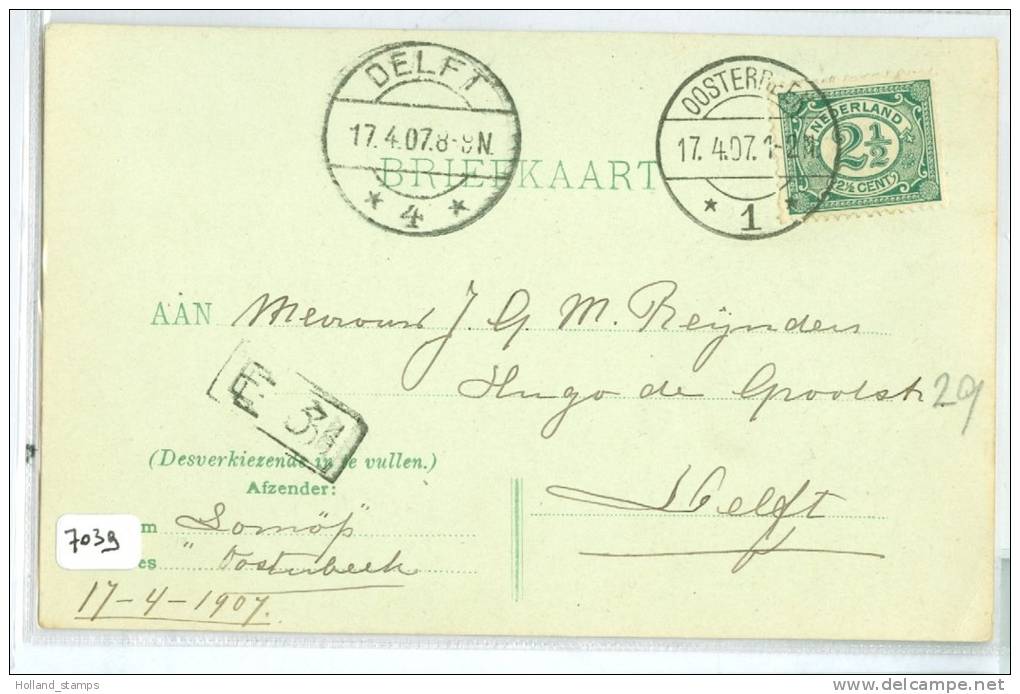 HANDGESCHREVEN BRIEFKAART Uit 1907 * NVPH 55 * Van OOSTERBEEK Naar DELFT 4 (7039) - Brieven En Documenten