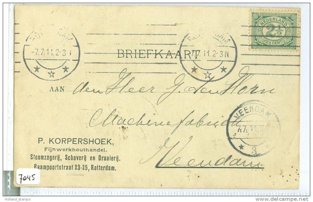 HANDGESCHREVEN BRIEFKAART Uit 1911 * NVPH 55 * Van ROTTERDAM Naar VEENDAM (7045) - Lettres & Documents