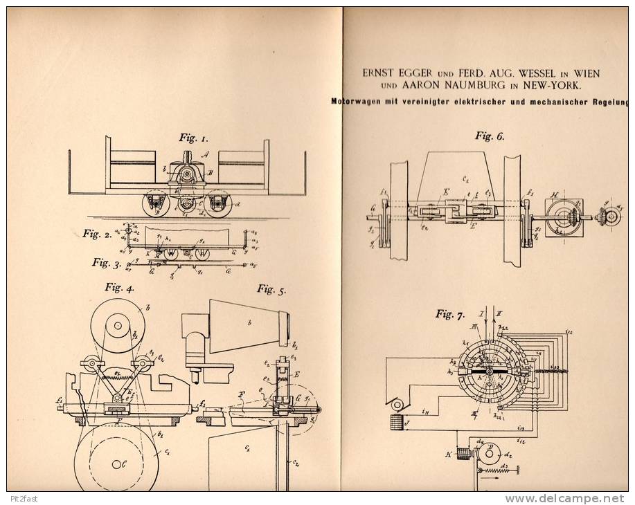 Original Patentschrift - E. Egger Und F. Wessel In Wien , 1893 , Elektrischer Motorwagen , Automobil , Eisenbahn  !!! - KFZ