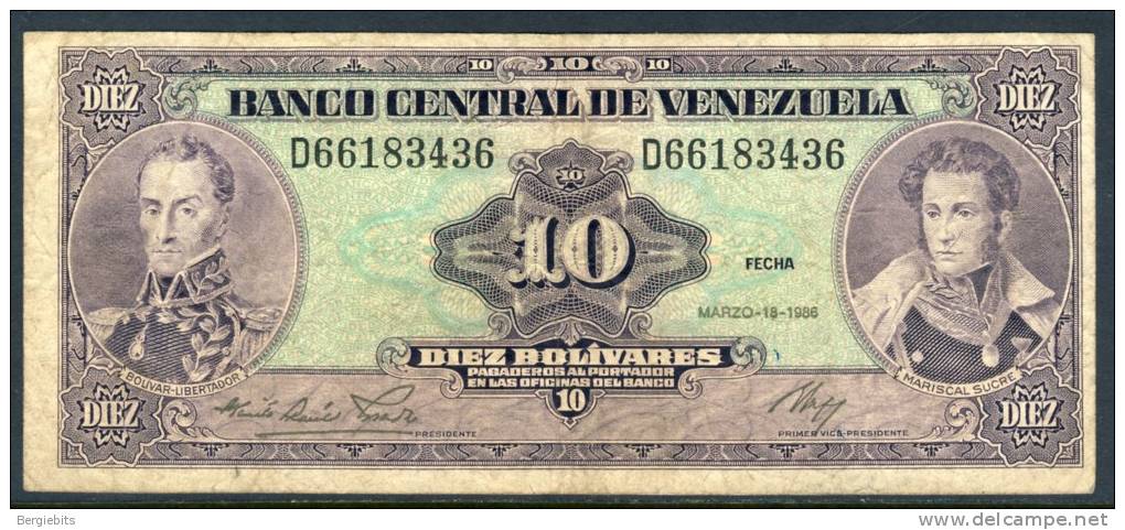 1986 Venezuela 10 Bolivares Banknote In Good Circulated Condition - Venezuela