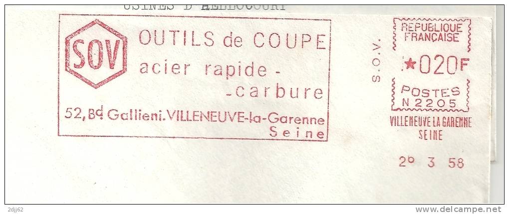 Fer, Acier, Carbure, Métal, Coupe, Villeneuve La Garenne - EMA Secap N -  Enveloppe    (K415) - Minerales