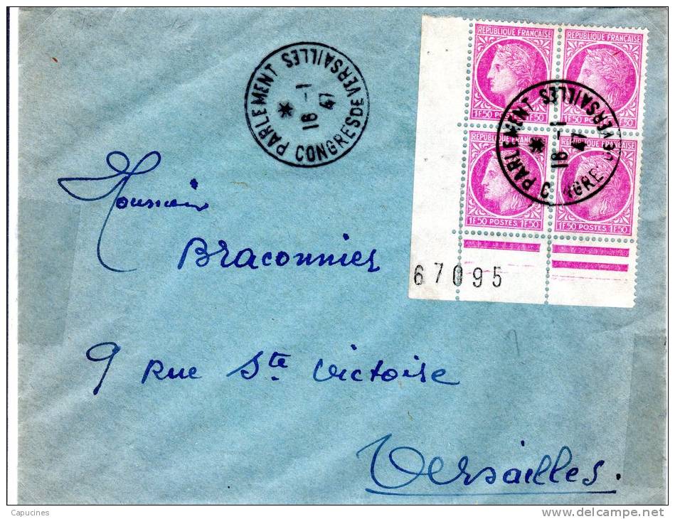 CERES DE MAZELIN - Oblitération De 4x 1,50F Avec CAD Du "Congrès De Versailles" (16/01/1947) - Election Du Pdt  Auriol - 1945-47 Ceres (Mazelin)