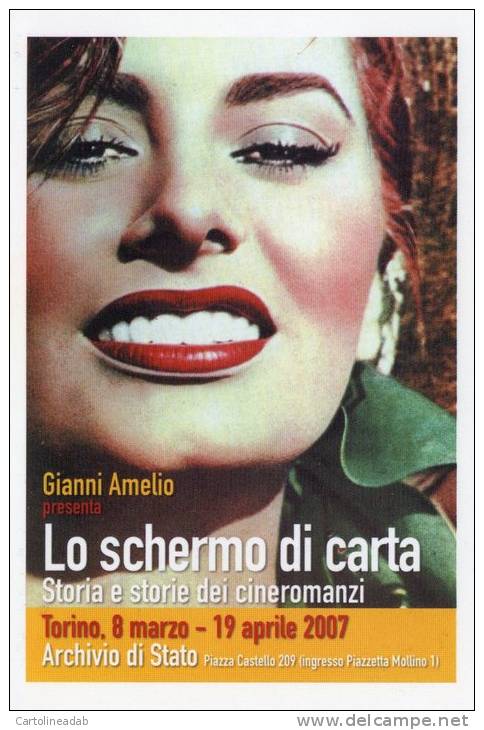 [DC1014] CARTOLINEA - LO SCHERMO DI CARTA - SOPHIA LOREN - ARCHIVIO DI STATO - TORINO - Mostre, Esposizioni