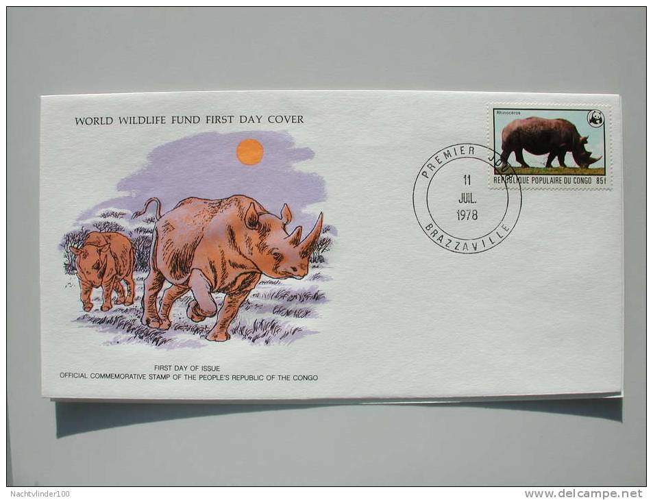 Mkl1084b WWF FAUNA ZOOGDIEREN WIITTE OF BREEDLIP NEUSHOORN RHINO RHINOCEROS MAMMALS QWO 1978 FDC - Rhinoceros