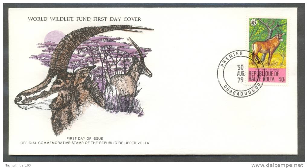 Mkl1138b WWF FAUNA ZOOGDIEREN ROAN ANTELOPE HERT DEER MAMMALS HAUTE-VOLTA 1979 FDC - FDC