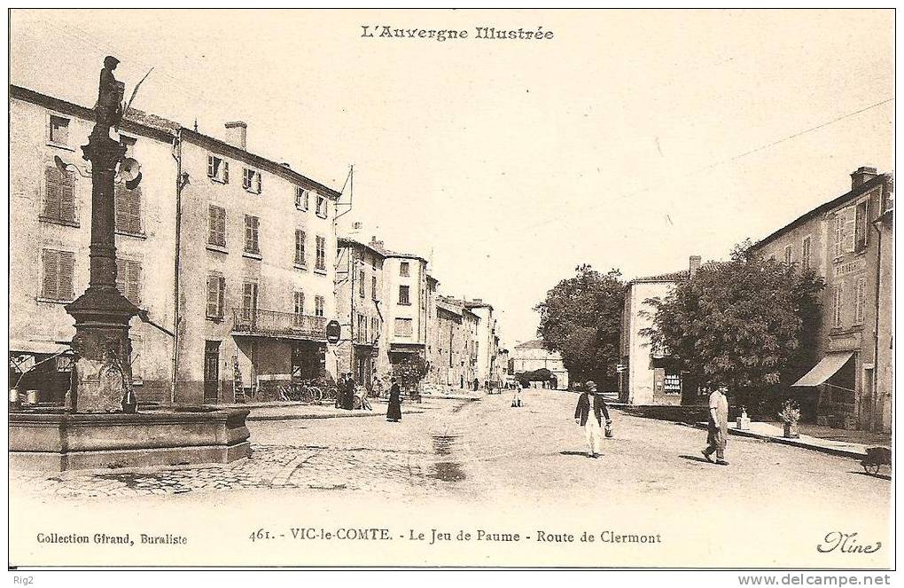 63 - VIC LE COMTE,  JEU DE PAUME - ROUTE DE CLERMONT (EDITION MINE - MATHIEU, AUBIERE) - Vic Le Comte