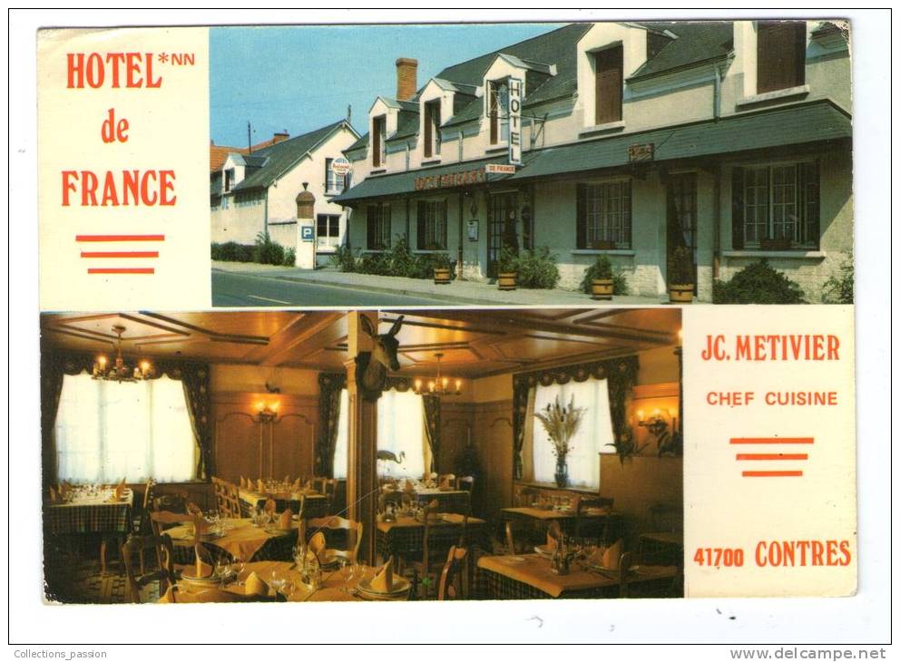 Cp , 41 , CONTRES , HOTEL DE FRANCE , Ed : La Cigogne , 41.059.01 , Vierge - Contres