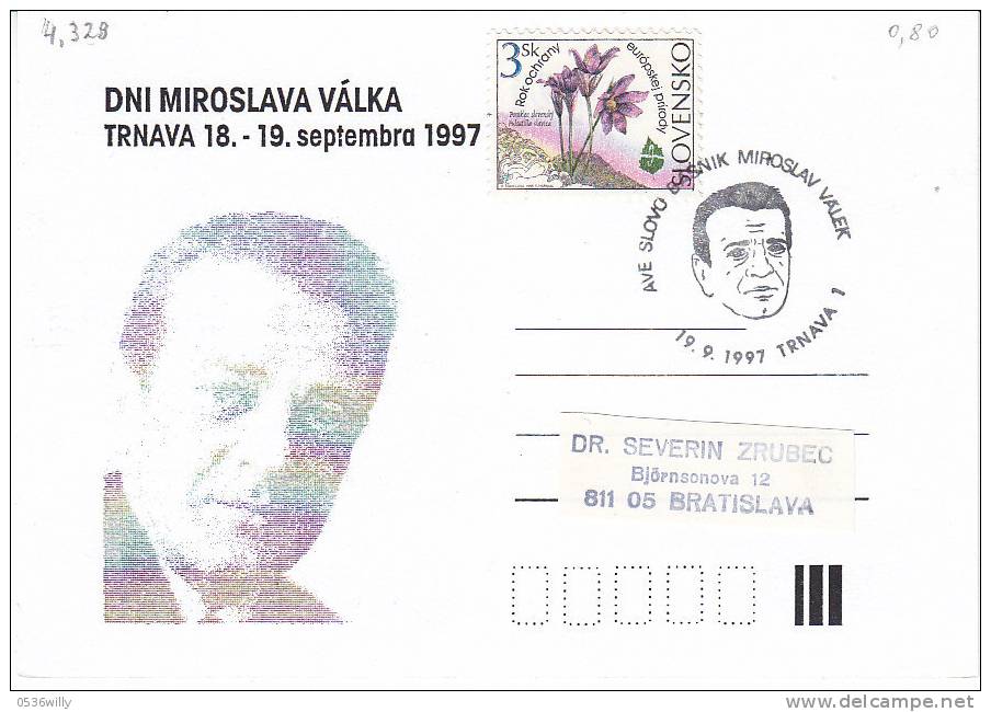 Slovakei 1997, Dni Miroslava Valka, U.a. Zeitungsmitarbeiter. Journalist (4.328) - Lettres & Documents