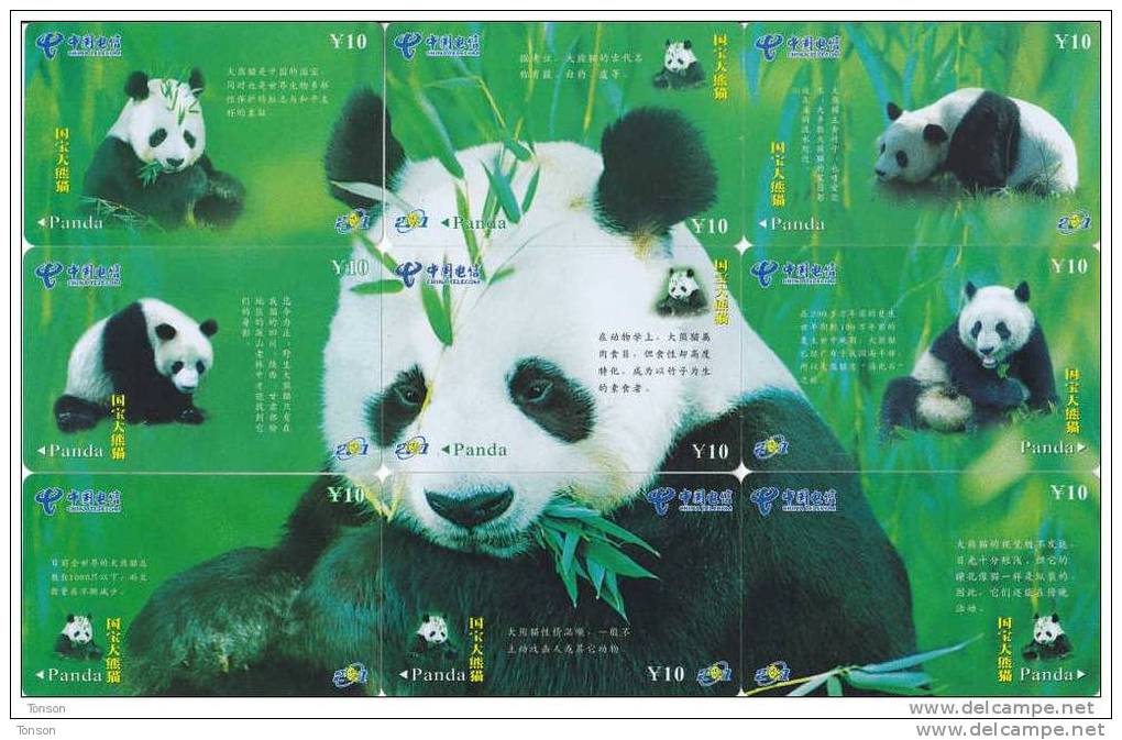 China, Panda 9 Cards Puzzle, 2 Scans. - Puzzles