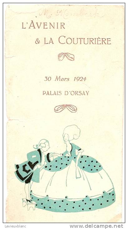 Mercerie/Document Ancien/premiére De Couvertured'un Petit Carnet/"L'Avenir  & La Couturiére/ Palais D'Orsay/ 1924  MER20 - Sonstige & Ohne Zuordnung