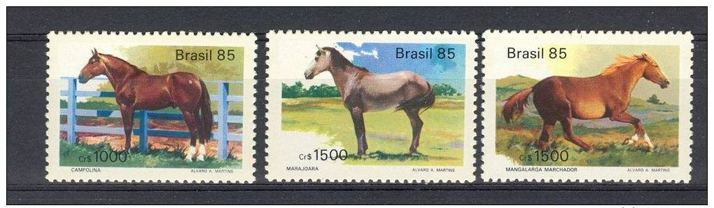 BRESIL 1985 YT 1719/21 **  CHEVAUX DE RACE - Chevaux