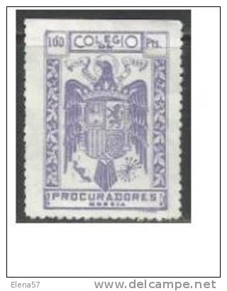 0879- ANTIGUO SELLO FISCAL COLEGIO PROCURADORES MURCIA SPAIN REVENUE .100 PTS. ANTIGUO SELLO FISCAL COLEGIO PROCURADORES - Fiscaux