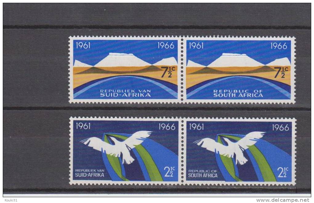 Afrique Du Sud YT 298/305 ** En Paires Horizontales : Indépendance , Diamant , Mines - 1966 - Unused Stamps