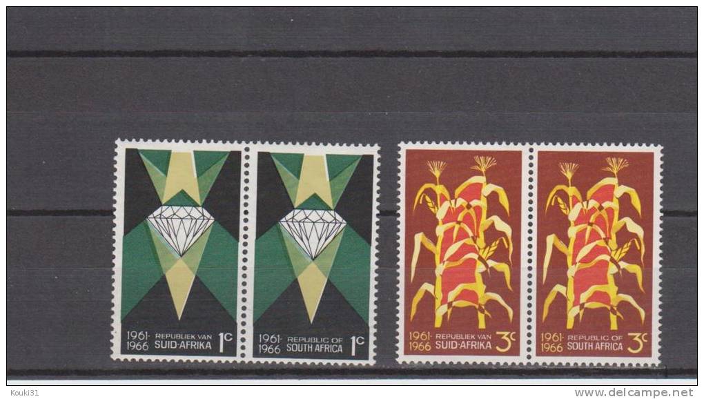 Afrique Du Sud YT 298/305 ** En Paires Horizontales : Indépendance , Diamant , Mines - 1966 - Nuovi