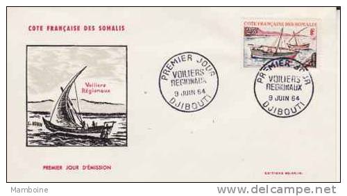 Cote De Somalis = Enveloppe   1964 ~ Barque   N°321 Obl. - Covers & Documents