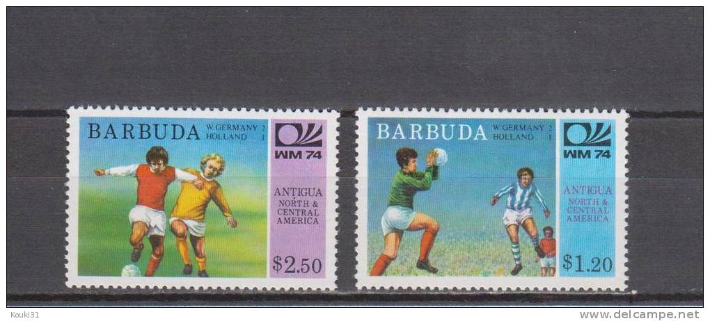 Barbuda 2 Valeurs ** Type 166 Et 167 Avec Résultat De La Finale - 1974 - 1974 – Germania Ovest