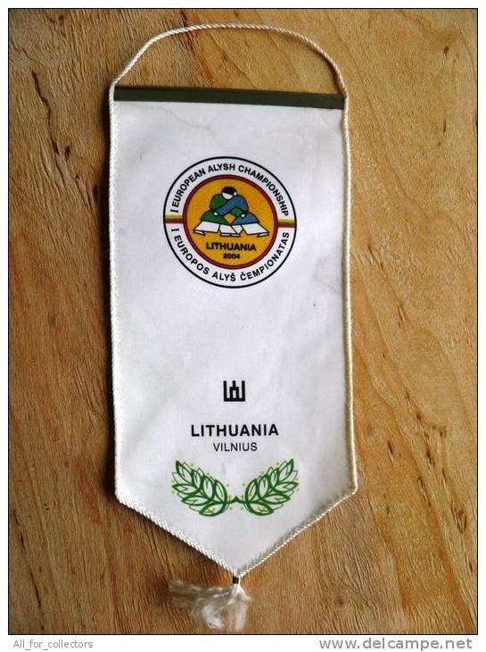 FANION PENNANT From Lithuania, Sport Wrestling, I European Alysh Championship Vilnius 2004 - Kleding, Souvenirs & Andere