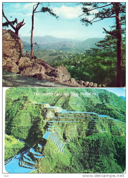 Asie-PHILIPPINES Lot, Ensemble De 2 Cartes ( View Of Baguio City / Rice Terraces)(philatélie Timbre Stamp "Pilipinas") - Philippines