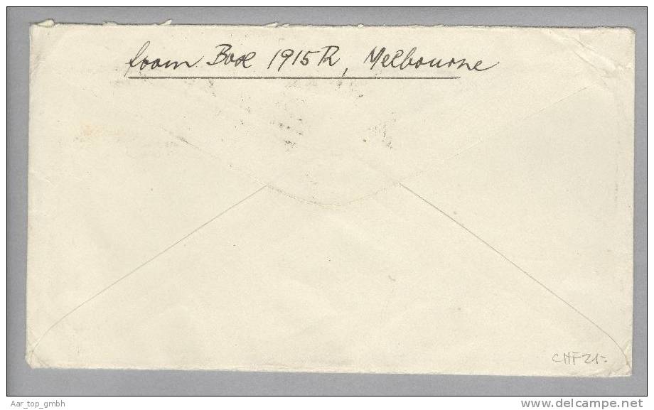 Australien 1930-11-14 Melburne Air Mail Brief Nach Horgen - Storia Postale