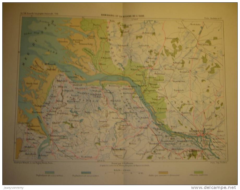 Allemagne - Hambourg Et La Bouche De L'Elbe - Tirage D´époque 1878. - Carte Geographique