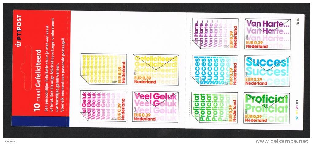 NEDERLAND  BOEKJE  10 OM TE FELICITEREN    2002 ** - Carnets Et Roulettes