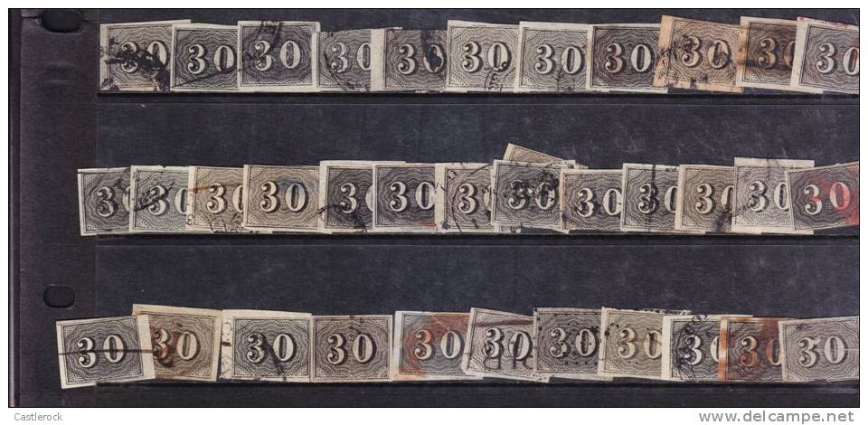 O) 1850 BRAZIL, INCLINADOS 30 REIS, SC 23 NICE LOT, PAPER VARIETIES, CANCELLATIONS, SHADES, E= 200 USD . - Nuovi