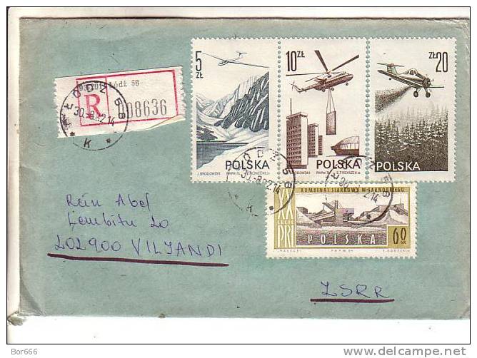 GOOD POLAND " REGISTERED " Postal Cover To ESTONIA 1982 - Good Stamped: Industry ; Airplane ; Helicopter ; Flag - Lettres & Documents