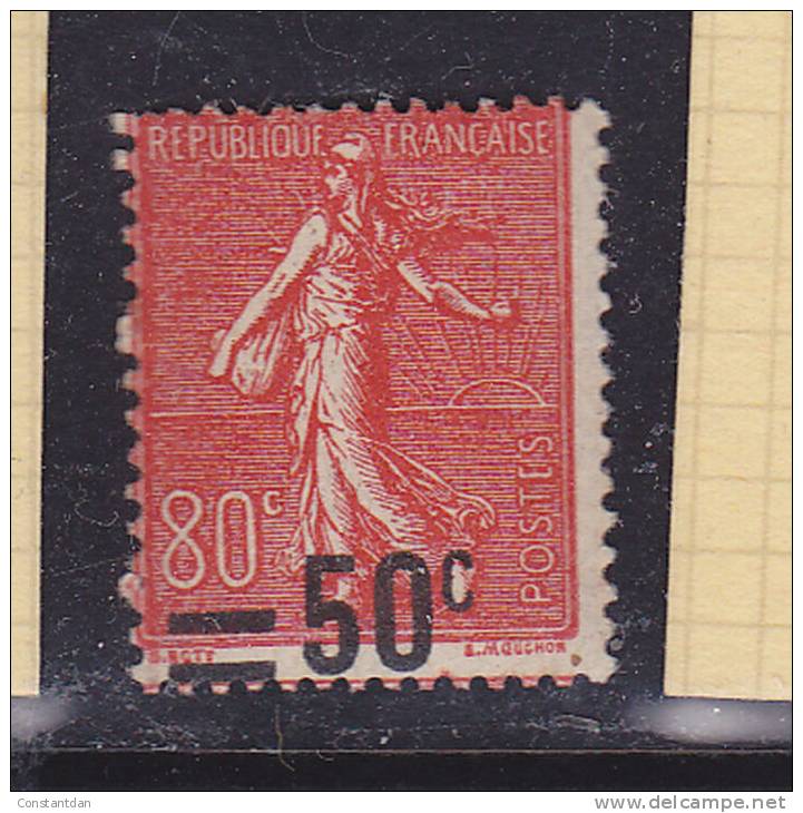 FRANCE N° 221 50C S 80C ROUGE TYPE SEMEUSE LIGNEE ANCIENNE VALEUR NON BARREE  NEUF  AVEC ADHERENCES - Ungebraucht