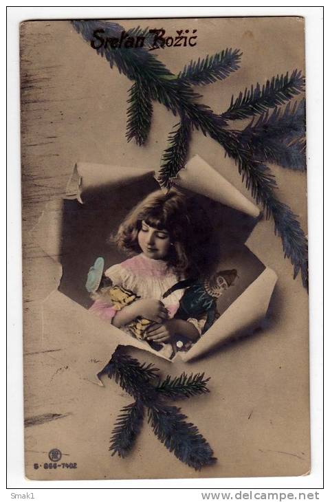 PHOTOGRAPHS CHILDREN GIRL WITH DOLLS R Nr. 866-7402 OLD POSTCARD 1917. - Photographs