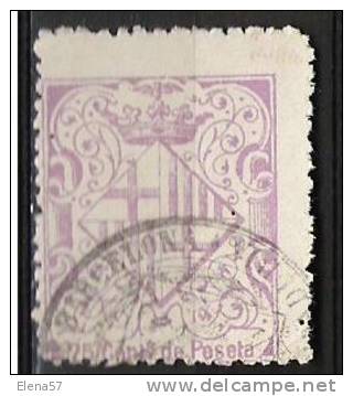 1474-SELLO CLASICO BARCELONA LOCAL FISCAL 1880 25 CTS SIN DEFECTOS - Barcelona