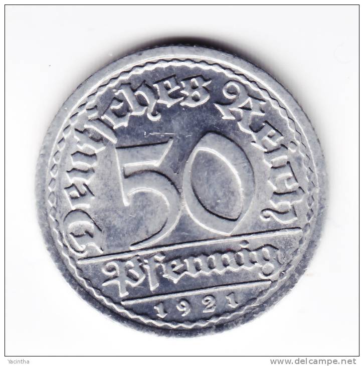 @Y@   Duitsland 50 Reichspfennig   1921     UNC    (C228) - 50 Rentenpfennig & 50 Reichspfennig