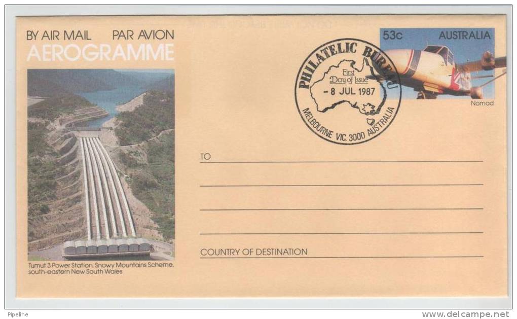 Australia Aerogramme FDC Snowy Mountains New South Wales 8-7-1987 - Aerogramme