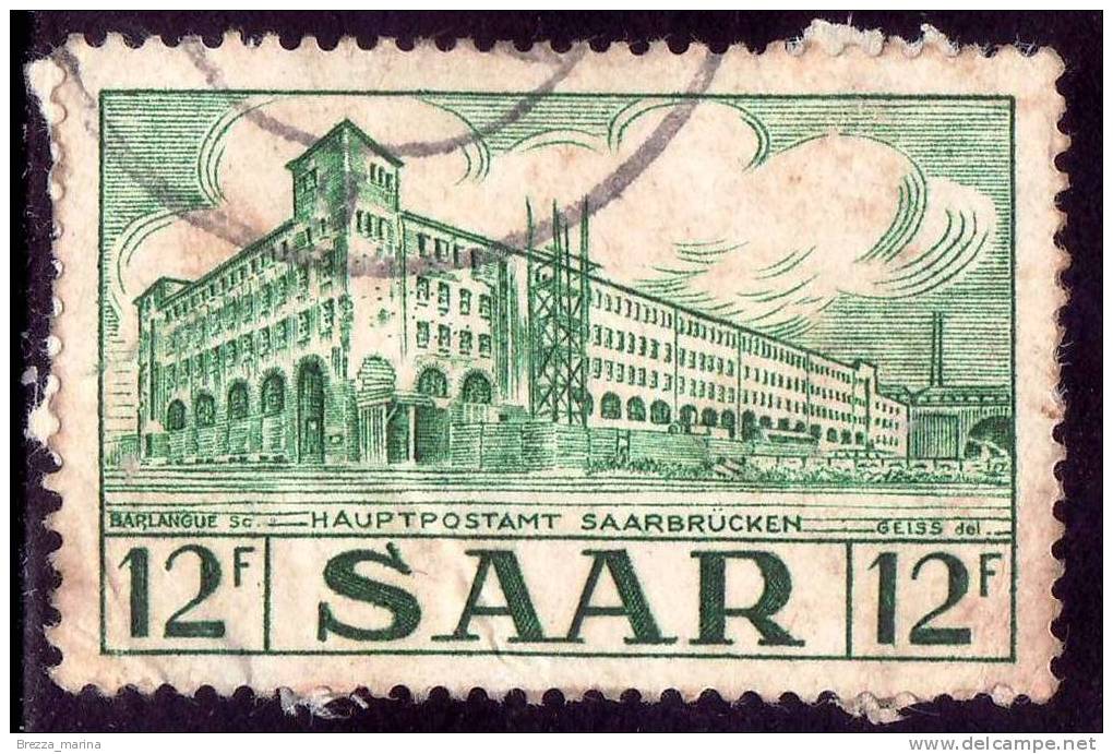 SARRE - SAAR - 1954 - USATO - Hauptpostamt Saar-Brucken - 12 F - Usati