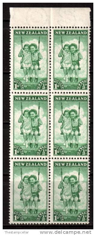 New Zealand Scott B20 - SG634, 1942 Health Stamp 1d + 1/2d In Marginal Block Of 6 MNH** - Unused Stamps